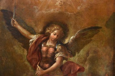 Der siegreiche Erzengel Michael, römischer Maler des 17. bis 18. Jahrhunderts