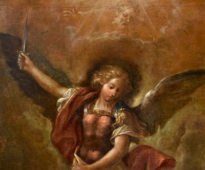 Der siegreiche Erzengel Michael, römischer Maler des 17. bis 18. Jahrhunderts