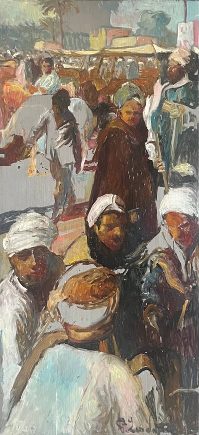 Painting HSP Patrice Landauer (1965) Orientalist "The oriental market".