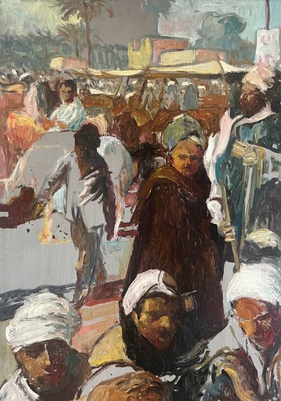 Painting HSP Patrice Landauer (1965) Orientalist "The oriental market".