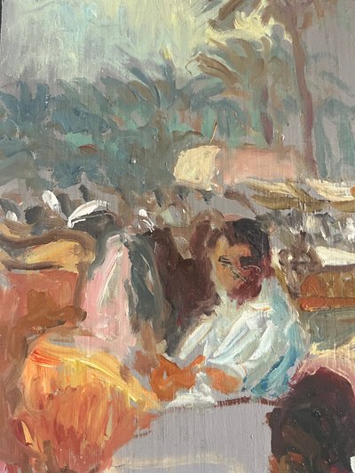 Painting HSP Patrice Landauer (1965) Orientalist "The oriental market".