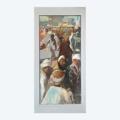 Painting HSP Patrice Landauer (1965) Orientalist "The oriental market".