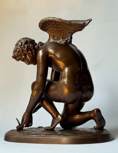 Scultura in bronzo "L'Amour au papillon". A. CHAUDET XIX secolo. Cupido
