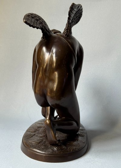 Scultura in bronzo "L'Amour au papillon". A. CHAUDET XIX secolo. Cupido