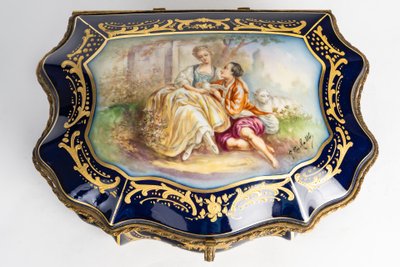 A Sèvres porcelain jewelry box, late 19th century