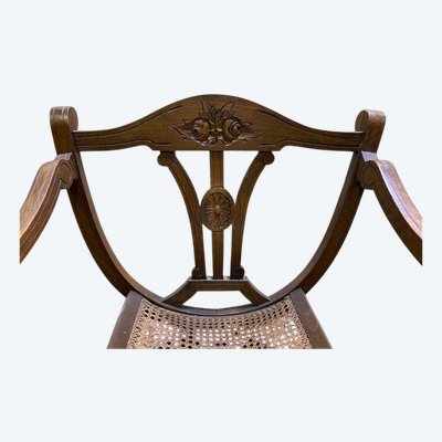 Fauteuil curule , assise cannée 