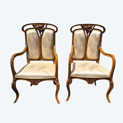 Paire de fauteuils art nouveau, début XXème siècle
