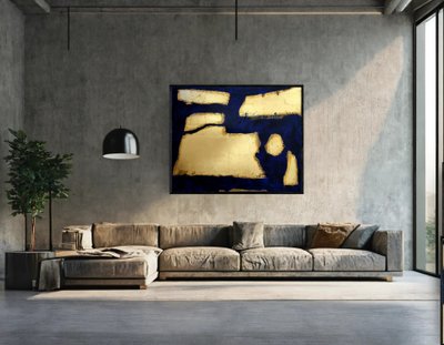 Grand tableau abstrait feuille d'or 