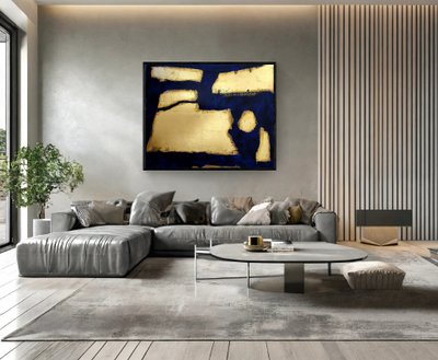 Grand tableau abstrait feuille d'or 