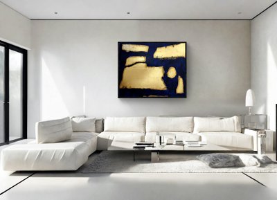 Grand tableau abstrait feuille d'or 