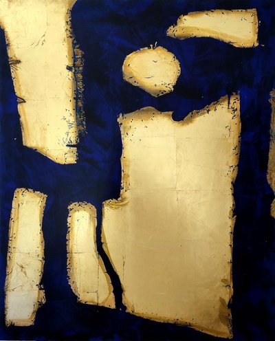 Grand tableau abstrait feuille d'or 