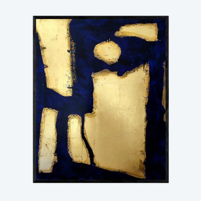 Grand tableau abstrait feuille d'or 