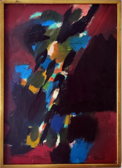 huile sur toile abstraite Pierre Fulcrand 1914 2004 abstraction lyrique Montpellier