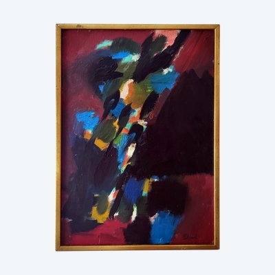 huile sur toile abstraite Pierre Fulcrand 1914 2004 abstraction lyrique Montpellier