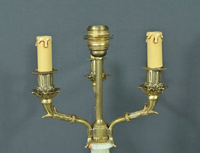 Bedeutende Lampe aus Onyx und Bronze, Stil Louis XVI - 20.