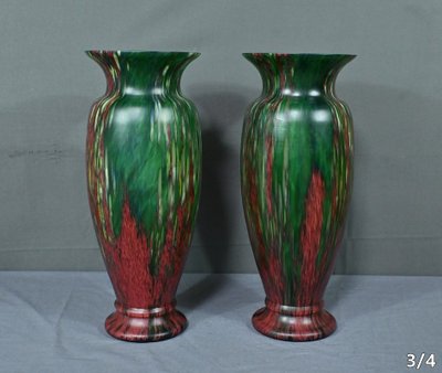 Pair of Pate de Verre Vases - Mid 20th century