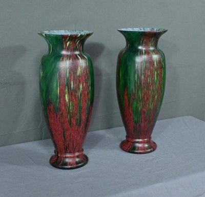 Pair of Pate de Verre Vases - Mid 20th century
