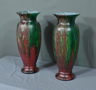Pair of Pate de Verre Vases - Mid 20th century