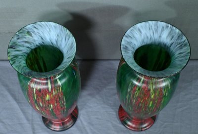 Pair of Pate de Verre Vases - Mid 20th century