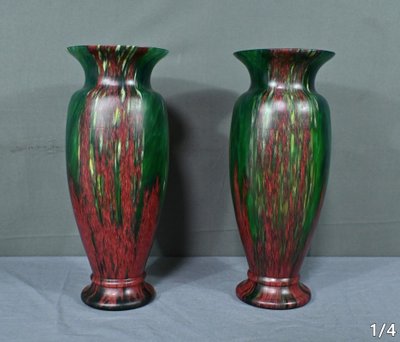 Pair of Pate de Verre Vases - Mid 20th century
