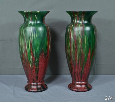 Pair of Pate de Verre Vases - Mid 20th century
