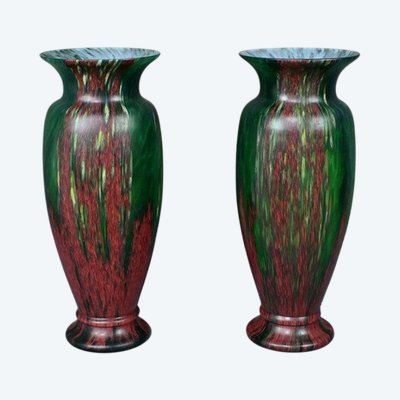 Pair of Pate de Verre Vases - Mid 20th century