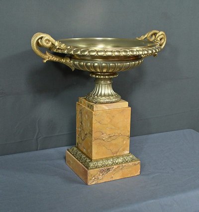 Große Schale aus Bronze und Marmor, Epoche Empire - Anfang 19.
