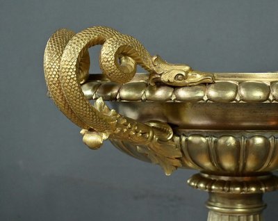 Große Schale aus Bronze und Marmor, Epoche Empire - Anfang 19.
