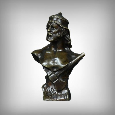 Paar Bronzebüsten "Steinzeit & Eisenzeit" signiert J. Garnier - Ende 19.