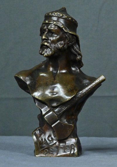 Paar Bronzebüsten "Steinzeit & Eisenzeit" signiert J. Garnier - Ende 19.