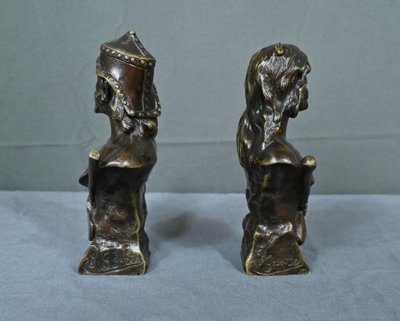 Paar Bronzebüsten "Steinzeit & Eisenzeit" signiert J. Garnier - Ende 19.
