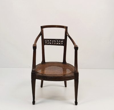 Set of eight walnut armchairs, Veneto, late 18th century
