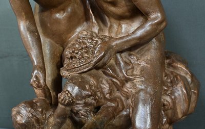Terrakotta-Skulptur "Die Familie des Fauns" nach Clodion - Ende 19.