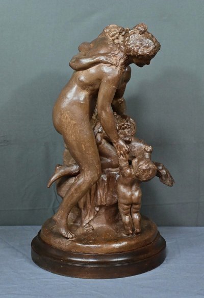 Terrakotta-Skulptur "Die Familie des Fauns" nach Clodion - Ende 19.