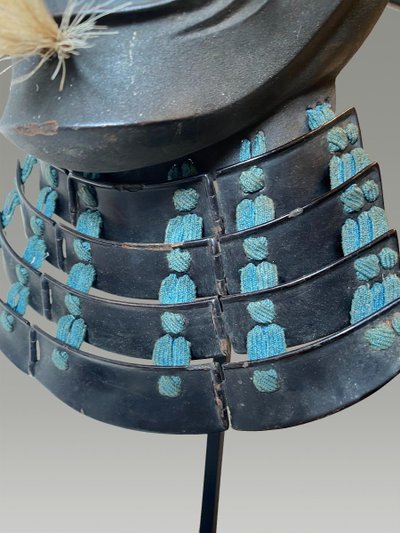 Mempo Iron Samurai Half Mask Dark Lacquer Imitation Rust
