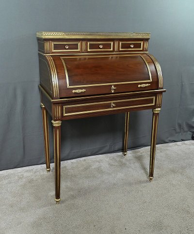 Small Mahogany Cylinder Desk, Louis XVI style - Mid-19th century