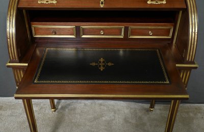 Small Mahogany Cylinder Desk, Louis XVI style - Mid-19th century