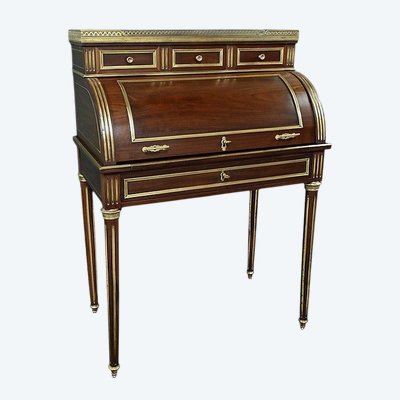 Small Mahogany Cylinder Desk, Louis XVI style - Mid-19th century