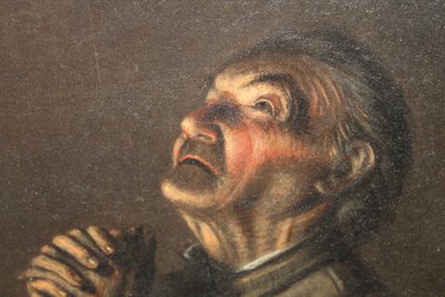 Huile sur cuivre signée A. Schmit école Autrichienne époque 18ème Moine en prière