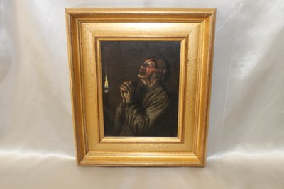 Huile sur cuivre signée A. Schmit école Autrichienne époque 18ème Moine en prière