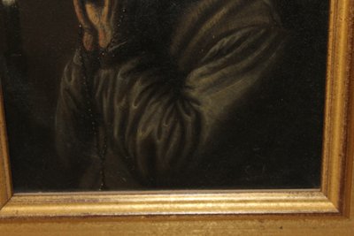Huile sur cuivre signée A. Schmit école Autrichienne époque 18ème Moine en prière