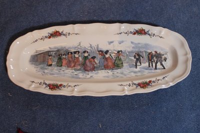 Tafelservice aus Steingut von Sarreguemines Dekor Obernai Henri Loux ép. début 20ème 89 pièces
