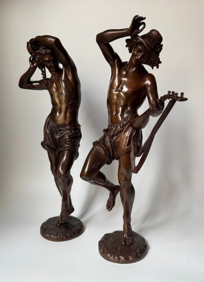 Pair of "Neapolitan Dancers" Carrier-Belleuse. Bronze sculptures