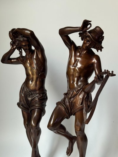 Pair of "Neapolitan Dancers" Carrier-Belleuse. Bronze sculptures