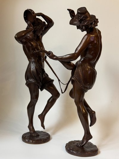 Pair of "Neapolitan Dancers" Carrier-Belleuse. Bronze sculptures