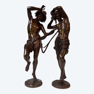 Pair of "Neapolitan Dancers" Carrier-Belleuse. Bronze sculptures