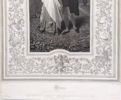 l'Anneau des Fiançailles Incisione romantica dopo Ludwig Kachel XIX secolo