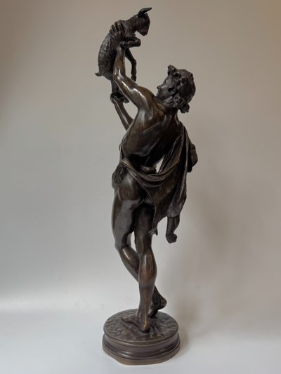 Bronze sculpture "Faune au chevreau" signed GUMERY Rome