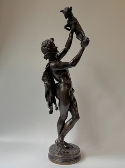 Bronze sculpture "Faune au chevreau" signed GUMERY Rome