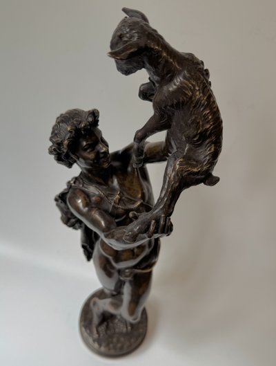 Bronze sculpture "Faune au chevreau" signed GUMERY Rome